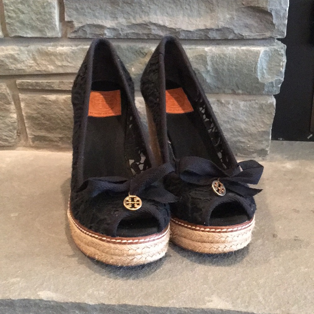 Tory Burch peep toe espadrille wedge